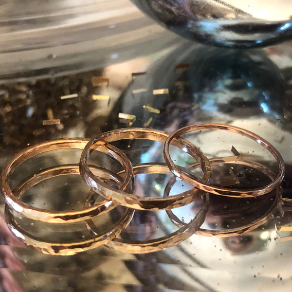 Hammered 14KT Gold Fill Rings- A set of rings