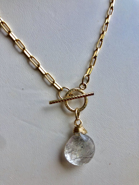 reticulated quartz on 14KT gold fill front toggle